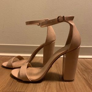 Beige Ankle Strap Heels